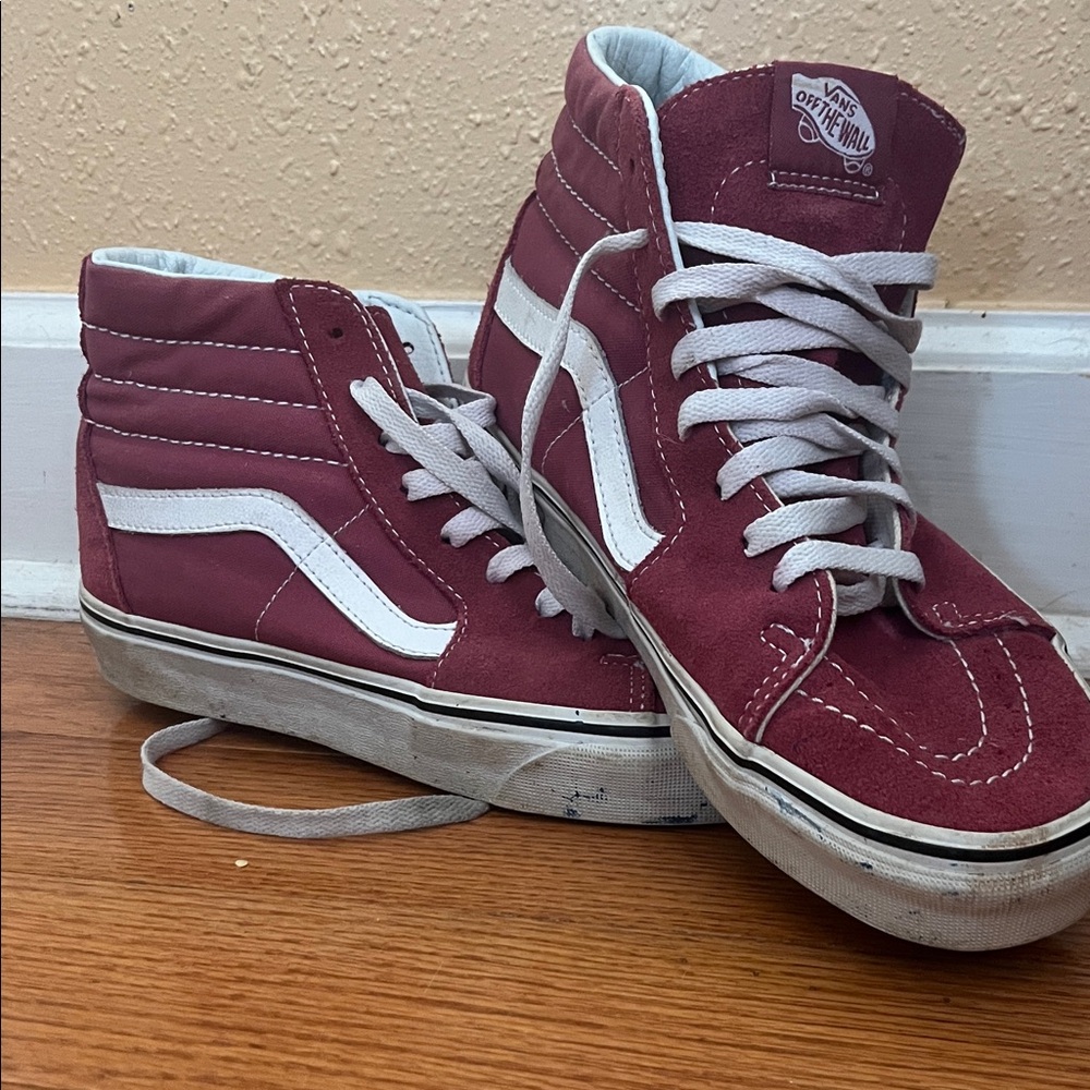 Vans Sk8-Hi Sneakers in Maroon and White